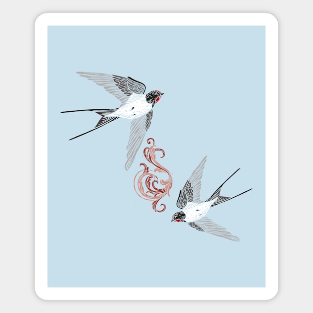 Pair of Flying Swifts Magnet by Pixelchicken